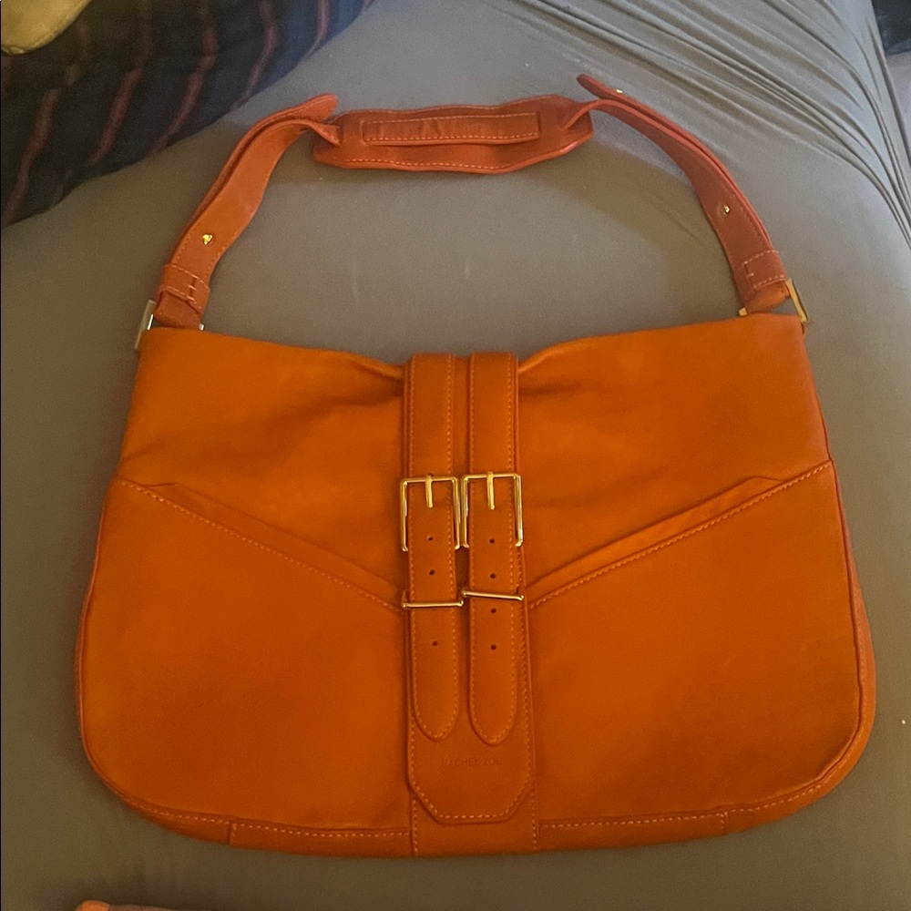 Elegant Orange Leather Shoulder Bag NWOT